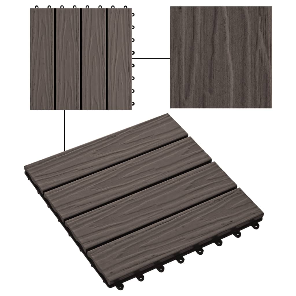 vidaXL Plăci podea în relief, WPC, 11 buc, 30x30 cm, 1 mp, maro închis vidaXL Plăci podea în relief, WPC, 11 buc, 30x30 cm, 1 mp, maro închis