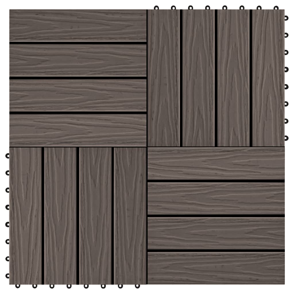 vidaXL Plăci podea în relief, WPC, 11 buc, 30x30 cm, 1 mp, maro închis vidaXL Plăci podea în relief, WPC, 11 buc, 30x30 cm, 1 mp, maro închis