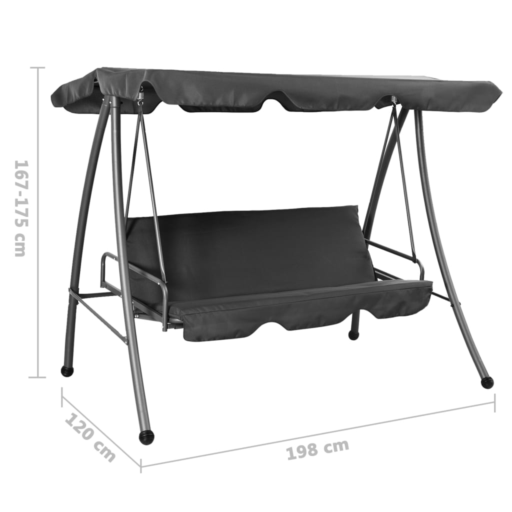 vidaXL Balansoar de exterior cu copertină antracit 192x118x175 cm oțel vidaXL Balansoar de exterior cu copertină antracit 192x118x175 cm oțel