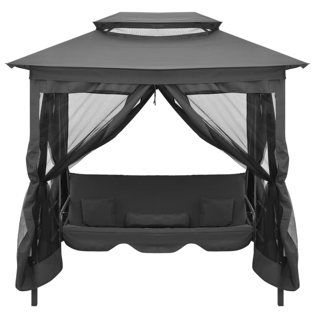 vidaXL Balansoar extensibil cu copertină antracit 220x160x240 cm oțel vidaXL Balansoar extensibil cu copertină antracit 220x160x240 cm oțel