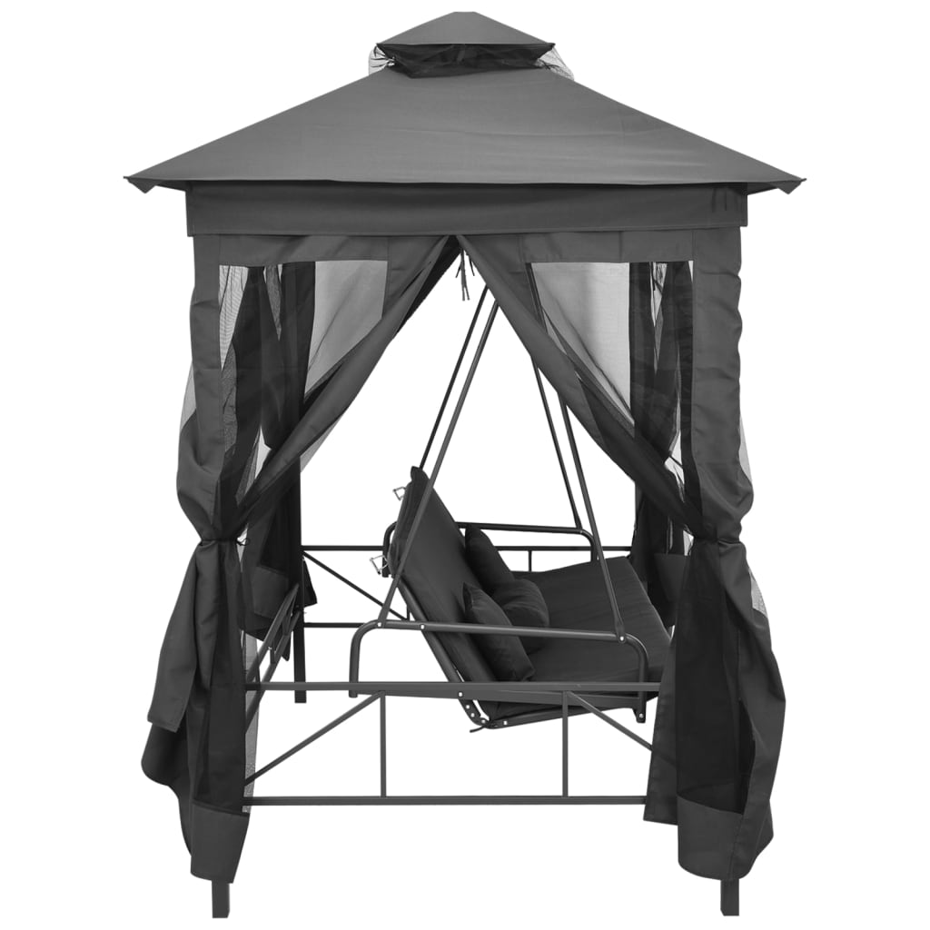vidaXL Balansoar extensibil cu copertină antracit 220x160x240 cm oțel vidaXL Balansoar extensibil cu copertină antracit 220x160x240 cm oțel
