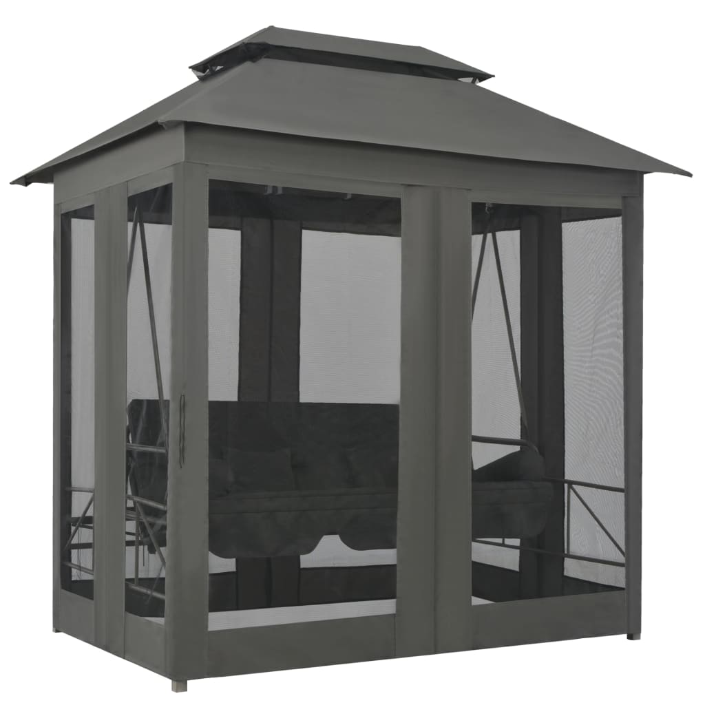 vidaXL Balansoar extensibil cu copertină antracit 220x160x240 cm oțel vidaXL Balansoar extensibil cu copertină antracit 220x160x240 cm oțel