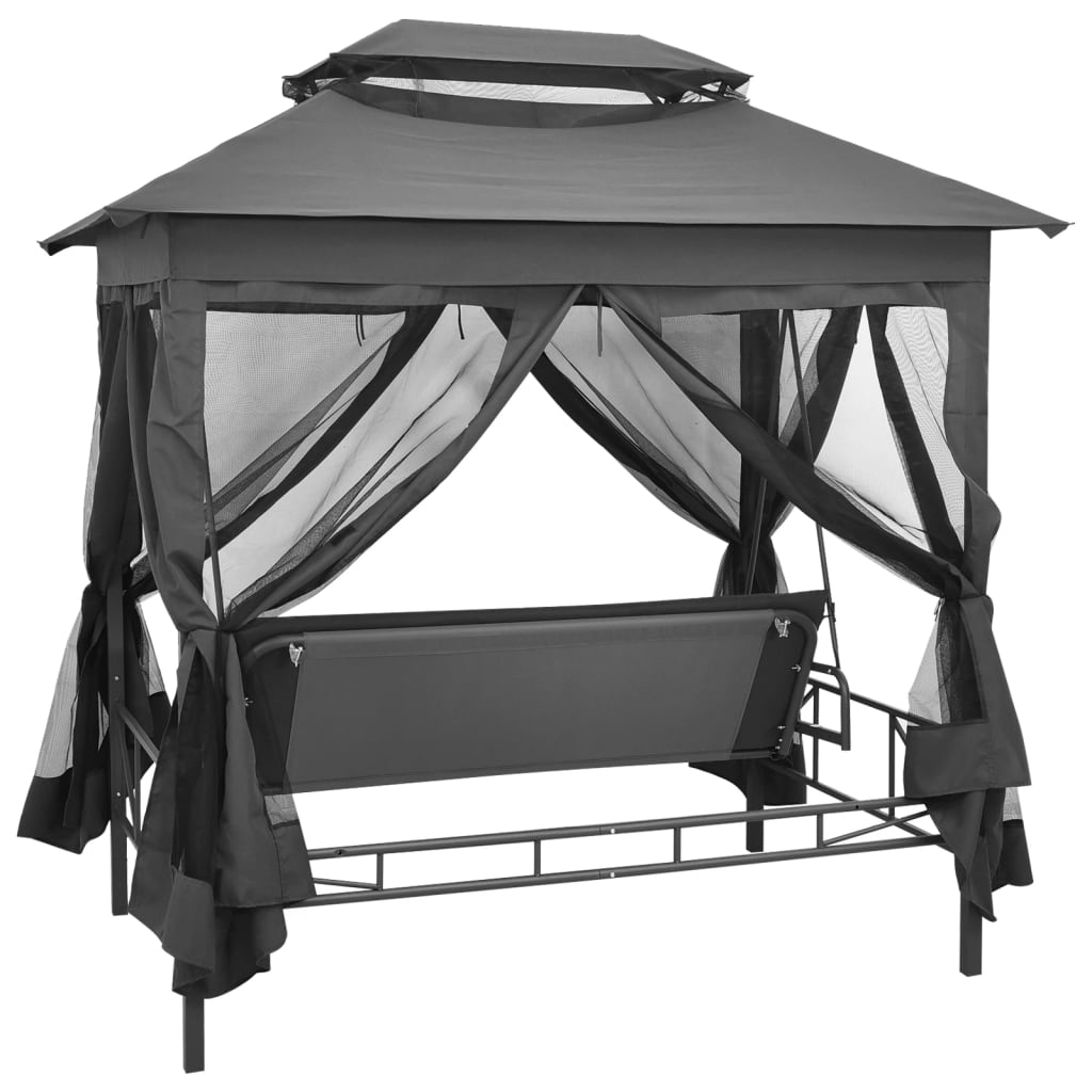 vidaXL Balansoar extensibil cu copertină antracit 220x160x240 cm oțel vidaXL Balansoar extensibil cu copertină antracit 220x160x240 cm oțel