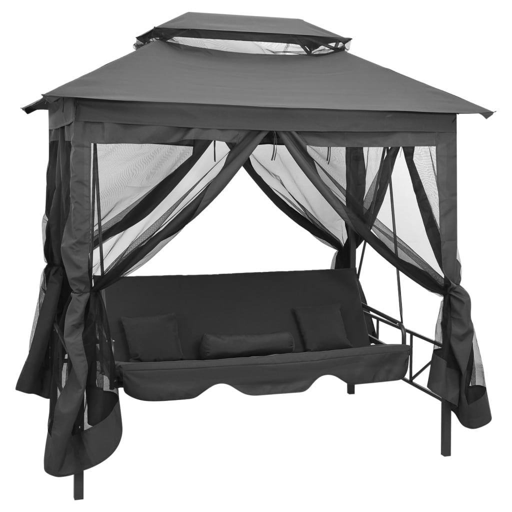 vidaXL Balansoar extensibil cu copertină antracit 220x160x240 cm oțel vidaXL Balansoar extensibil cu copertină antracit 220x160x240 cm oțel