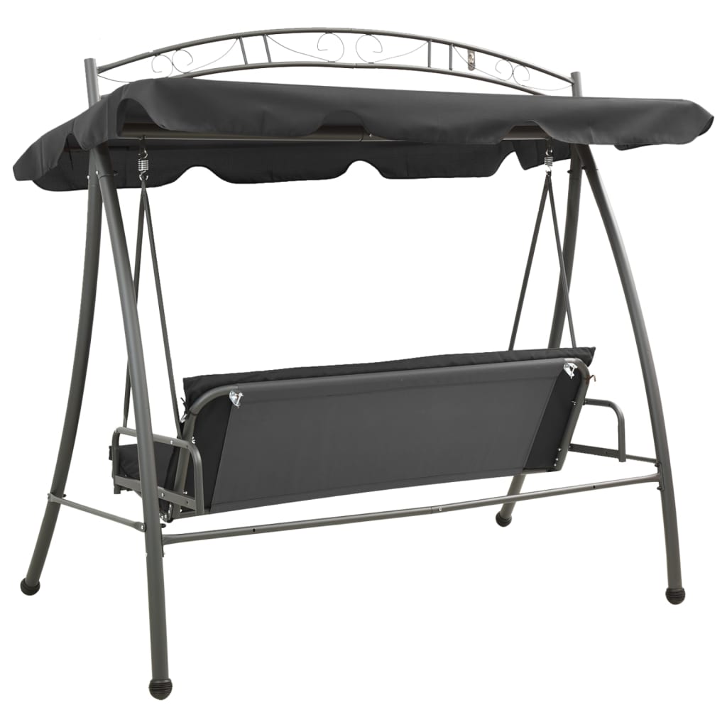 vidaXL Balansoar extensibil cu copertină antracit 198x120x205 cm oțel vidaXL Balansoar extensibil cu copertină antracit 198x120x205 cm oțel