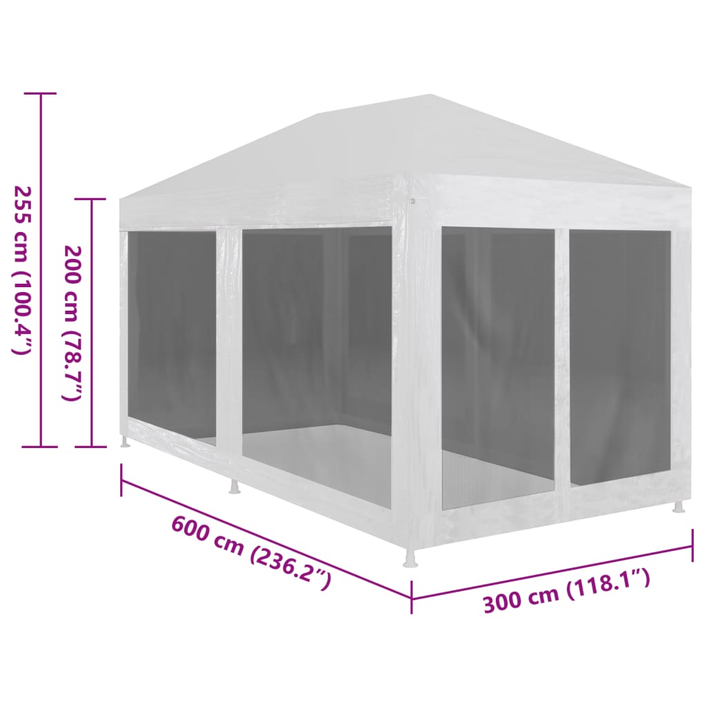vidaXL Cort de petrecere cu 6 pereți din plasă, 6 x 3 m vidaXL Cort de petrecere cu 6 pereți din plasă, 6 x 3 m