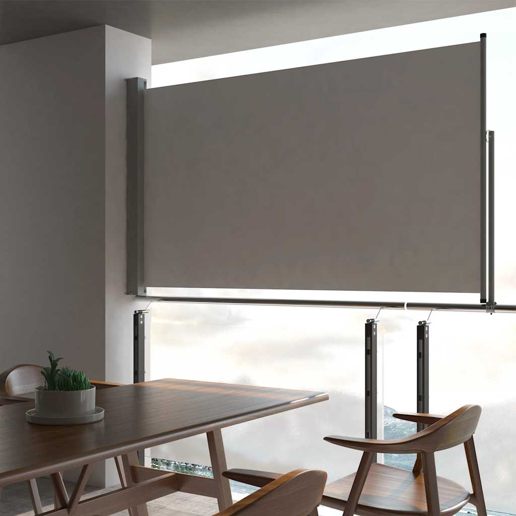 vidaXL Copertină laterală retractabilă de terasă, gri, 140 x 300 cm vidaXL Copertină laterală retractabilă de terasă, gri, 140 x 300 cm
