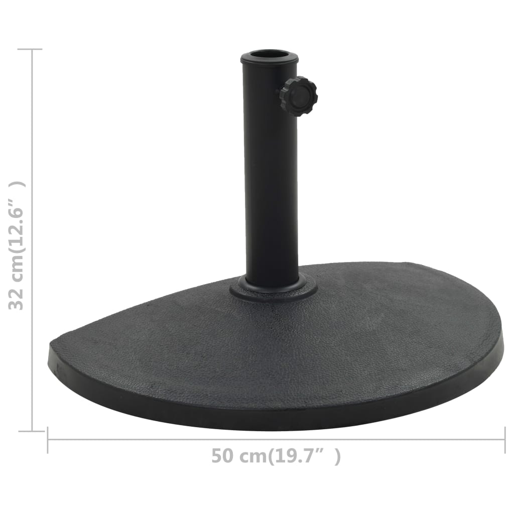 vidaXL Suport umbrelă de soare, negru, 9 kg, polirășină, semi-rotund vidaXL Suport umbrelă de soare, negru, 9 kg, polirășină, semi-rotund