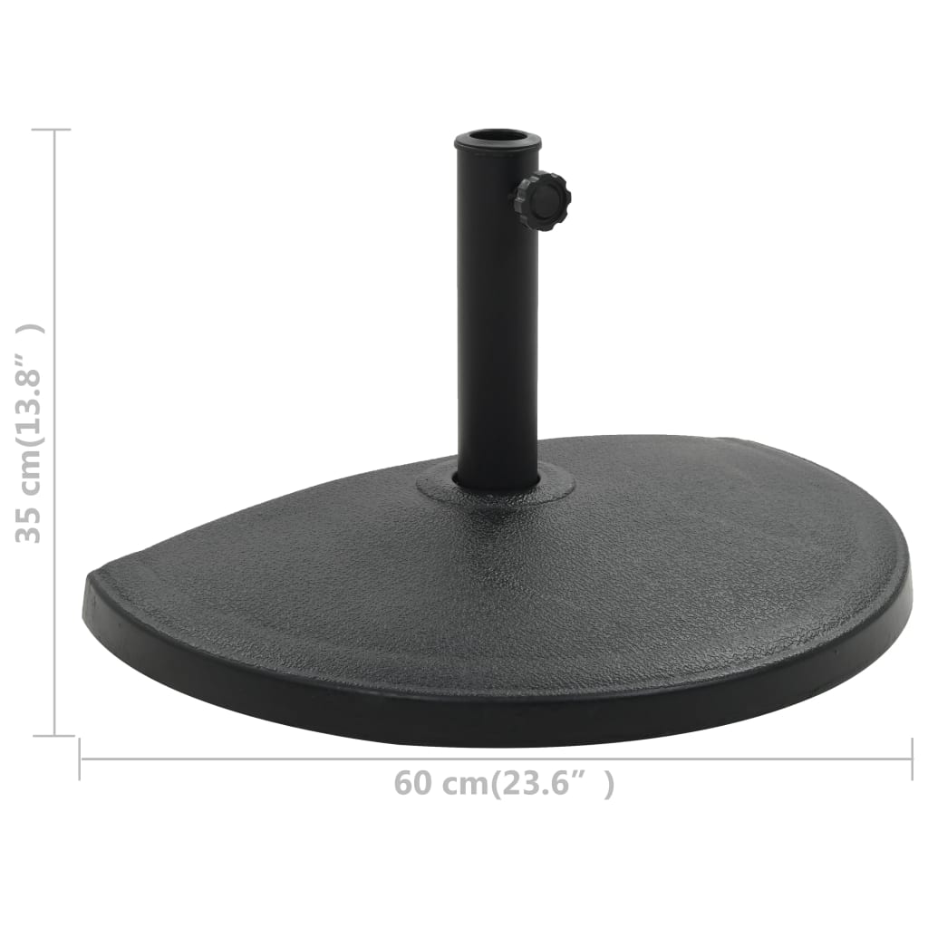 vidaXL Suport umbrelă de soare, negru, 15 kg, polirășină, semi-rotund vidaXL Suport umbrelă de soare, negru, 15 kg, polirășină, semi-rotund