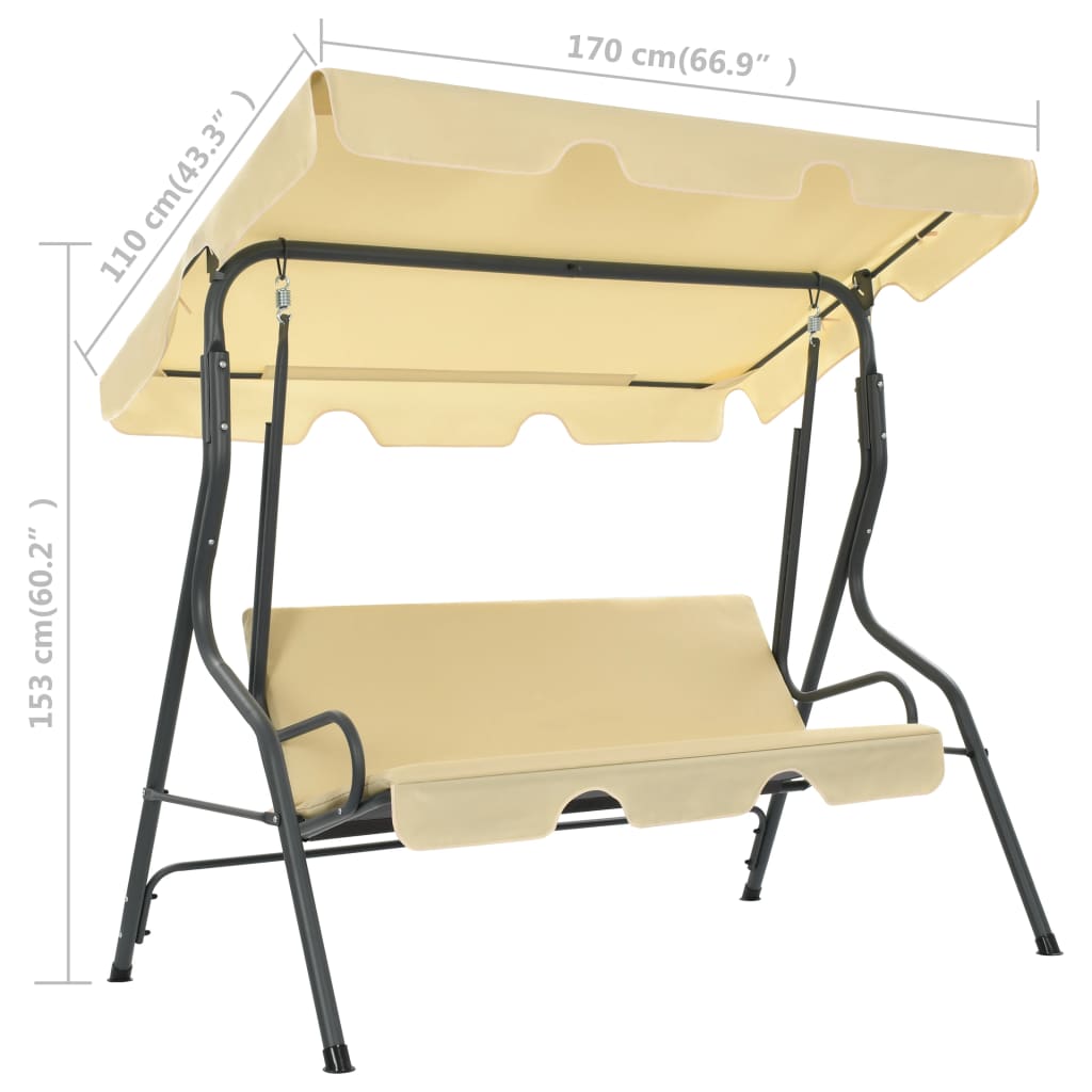 vidaXL Balansoar de grădină, alb crem, 170 x 110 x 153 cm vidaXL Balansoar de grădină, alb crem, 170 x 110 x 153 cm