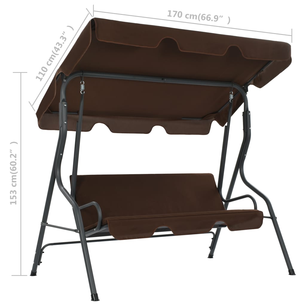 vidaXL Balansoar de grădină, cafeniu, 170 x 110 x 153 cm vidaXL Balansoar de grădină, cafeniu, 170 x 110 x 153 cm
