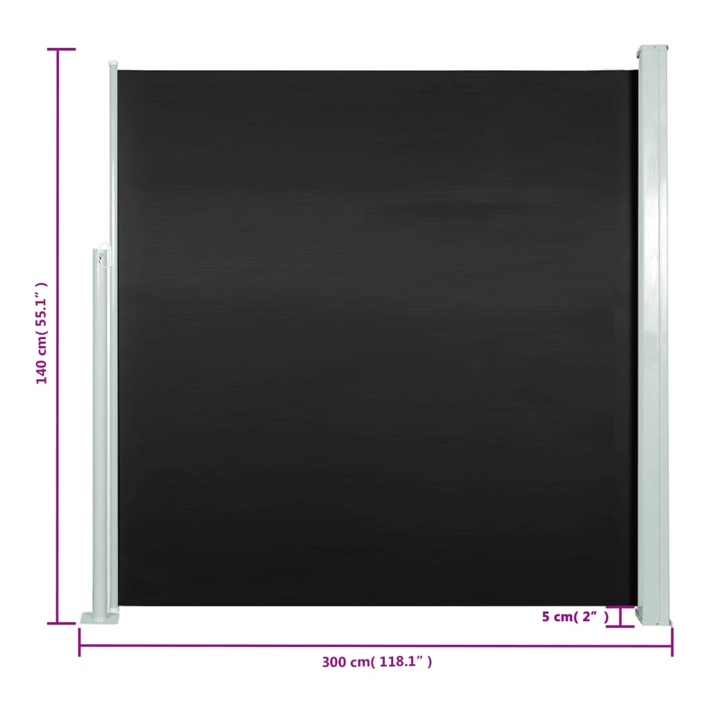 vidaXL Copertină laterală retractabilă, negru, 140x300 cm