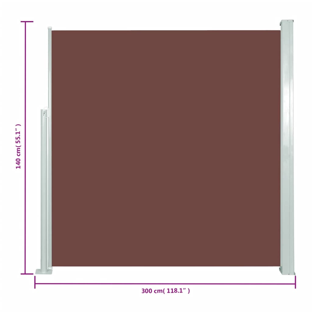 vidaXL Copertină laterală retractabilă, maro, 140x300 cm