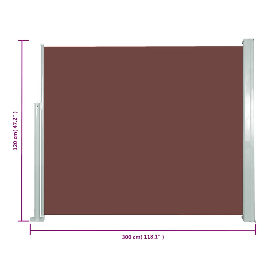 vidaXL Copertină laterală retractabilă, maro, 120x300 cm vidaXL Copertină laterală retractabilă, maro, 120x300 cm