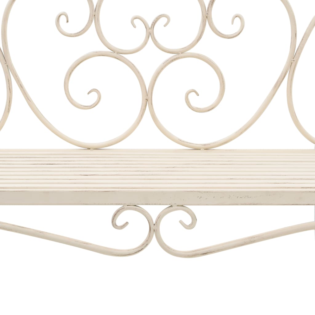 vidaXL Bancă de grădină, alb vintage, 132 cm, metal