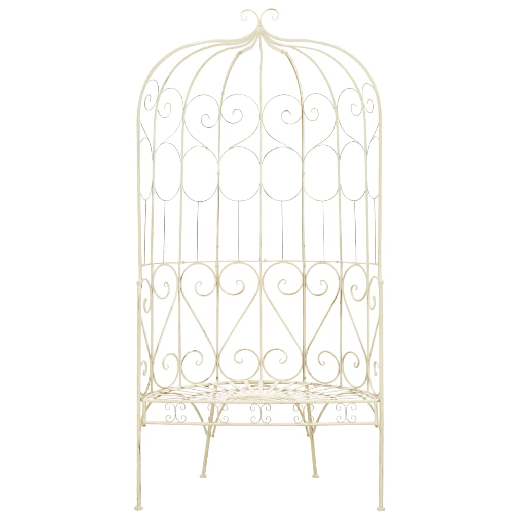 vidaXL Bancă de grădină, alb vintage, 95 cm, fier vidaXL Bancă de grădină, alb vintage, 95 cm, fier