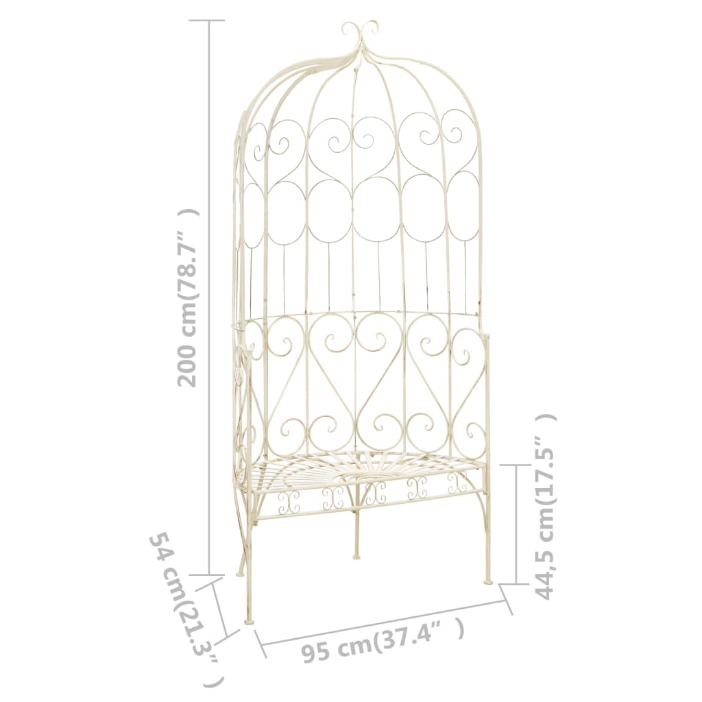 vidaXL Bancă de grădină, alb vintage, 95 cm, fier vidaXL Bancă de grădină, alb vintage, 95 cm, fier