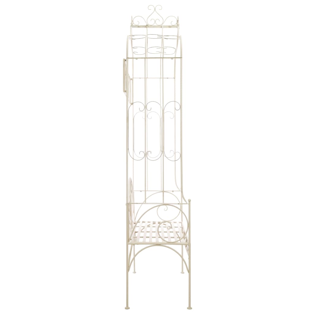 vidaXL Bancă de grădină, alb vintage, 122 cm, fier
