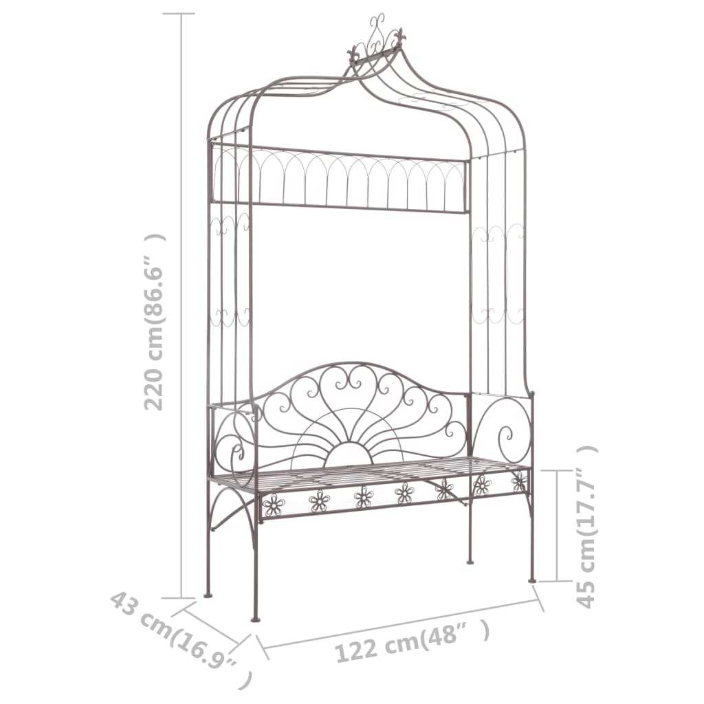 vidaXL Bancă de grădină, maro vintage, 122 cm, fier vidaXL Bancă de grădină, maro vintage, 122 cm, fier