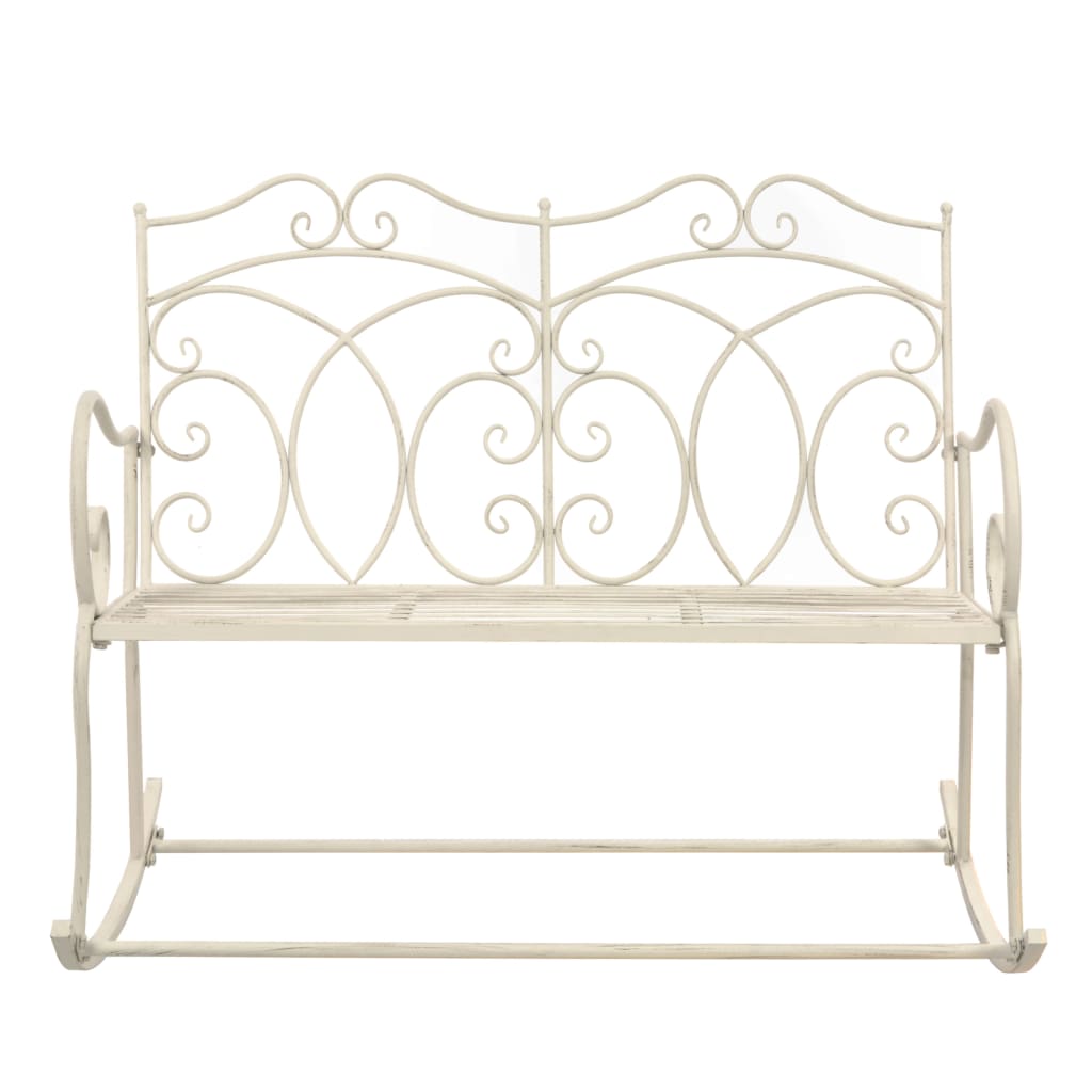 vidaXL Bancă de grădină, alb vintage, 104 cm, fier