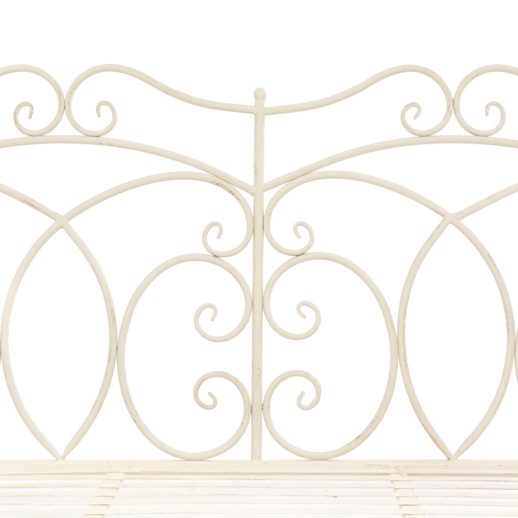 vidaXL Bancă de grădină, alb vintage, 104 cm, fier