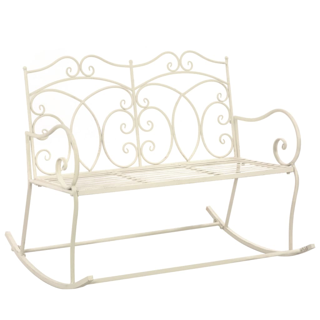 vidaXL Bancă de grădină, alb vintage, 104 cm, fier