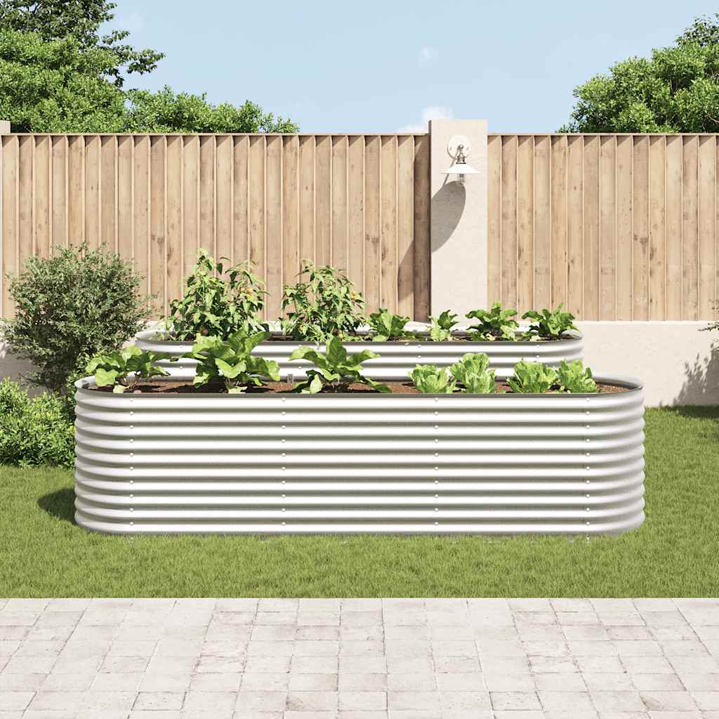 vidaXL Strat înălțat de grădină argintiu 320x80x81 cm oțel galvanizat vidaXL Strat înălțat de grădină argintiu 320x80x81 cm oțel galvanizat