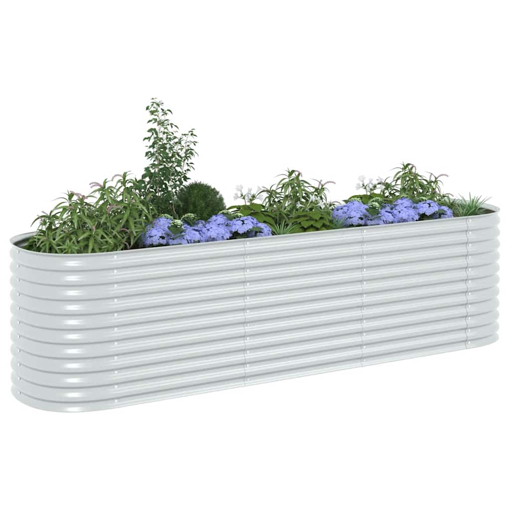 vidaXL Strat înălțat de grădină argintiu 320x80x81 cm oțel galvanizat vidaXL Strat înălțat de grădină argintiu 320x80x81 cm oțel galvanizat