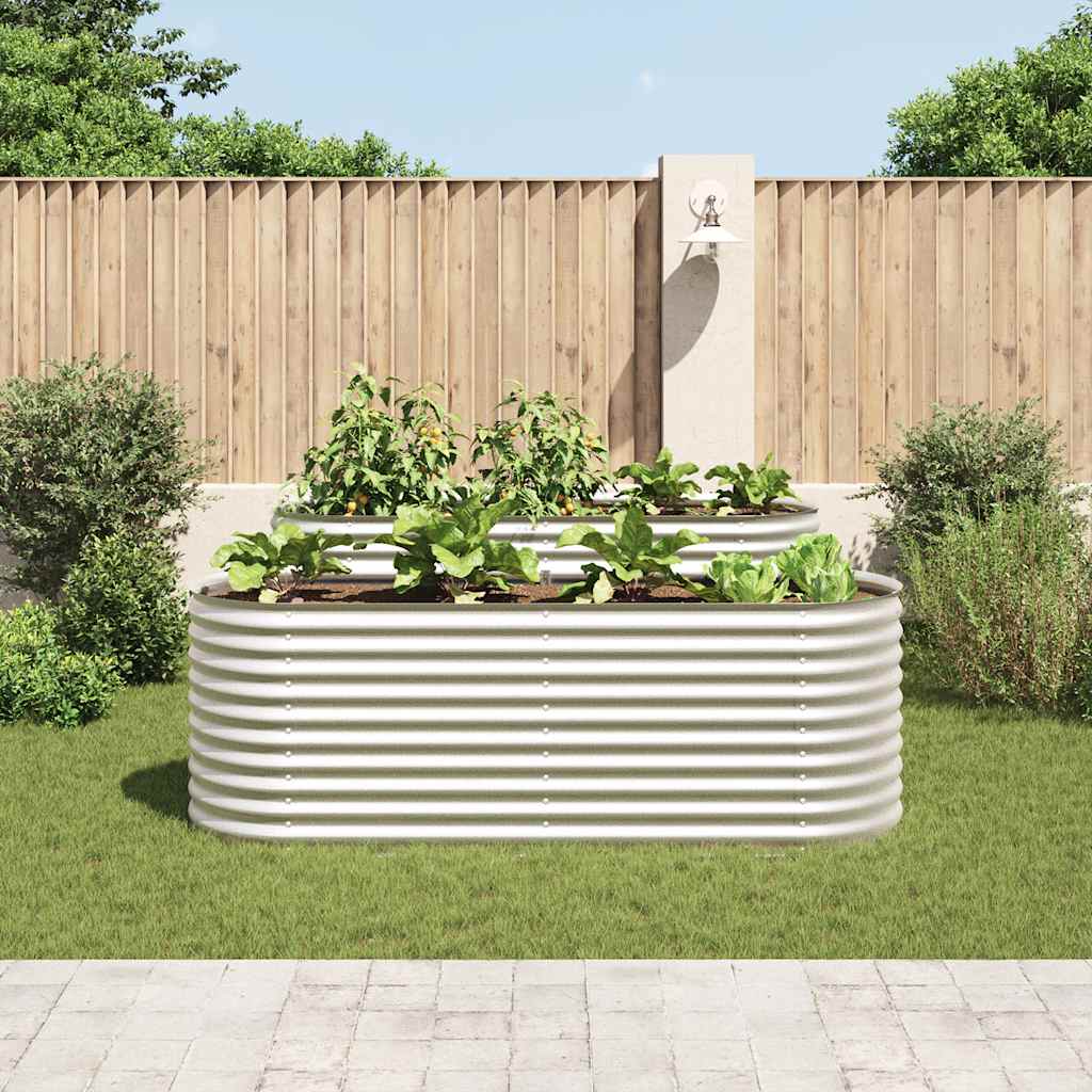 vidaXL Strat înălțat grădină argintiu 240x80x81 cm oțel galvanizat vidaXL Strat înălțat grădină argintiu 240x80x81 cm oțel galvanizat