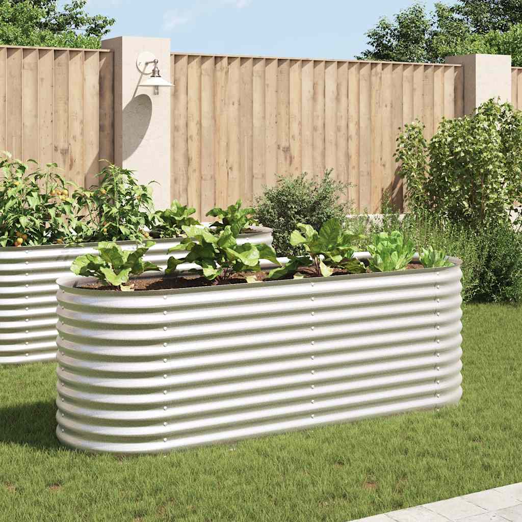 vidaXL Strat înălțat grădină argintiu 240x80x81 cm oțel galvanizat vidaXL Strat înălțat grădină argintiu 240x80x81 cm oțel galvanizat