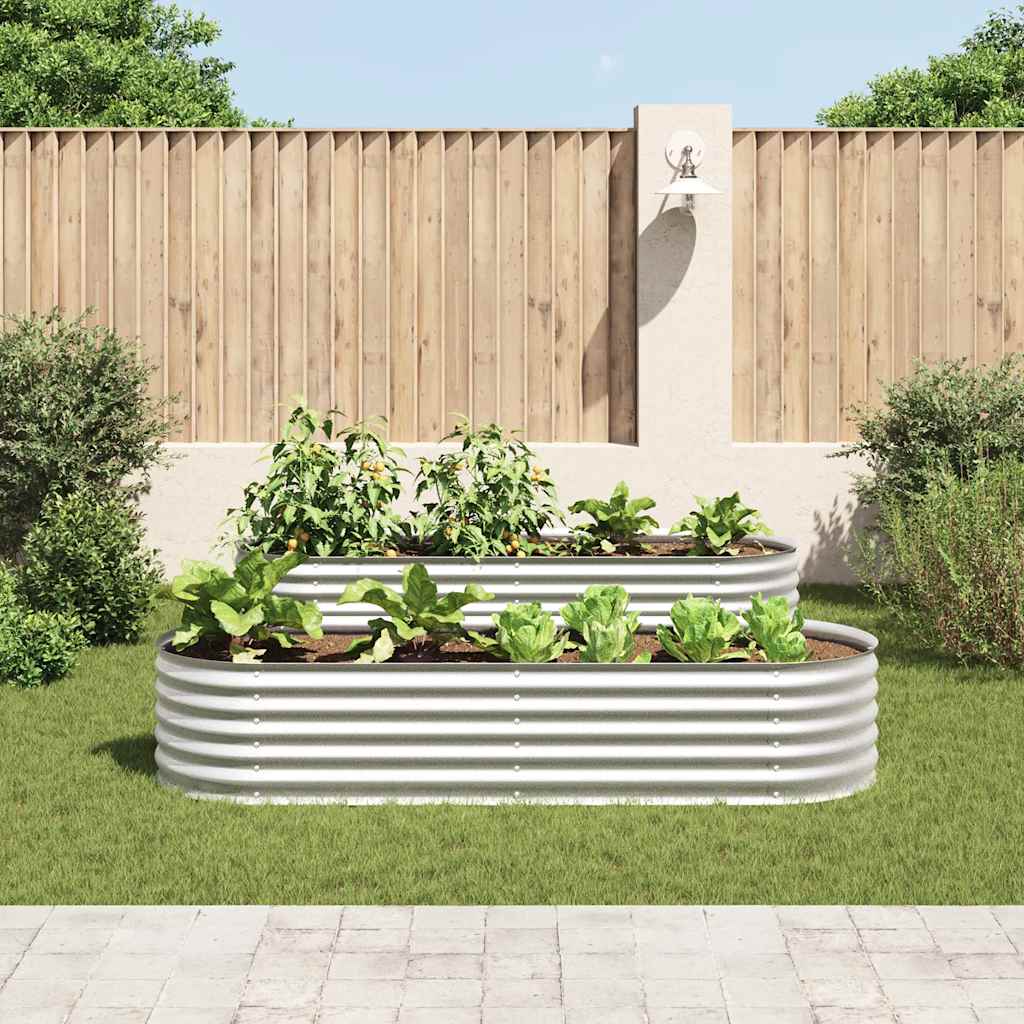 vidaXL Strat înălțat de grădină argintiu 240x80x44 cm oțel galvanizat vidaXL Strat înălțat de grădină argintiu 240x80x44 cm oțel galvanizat