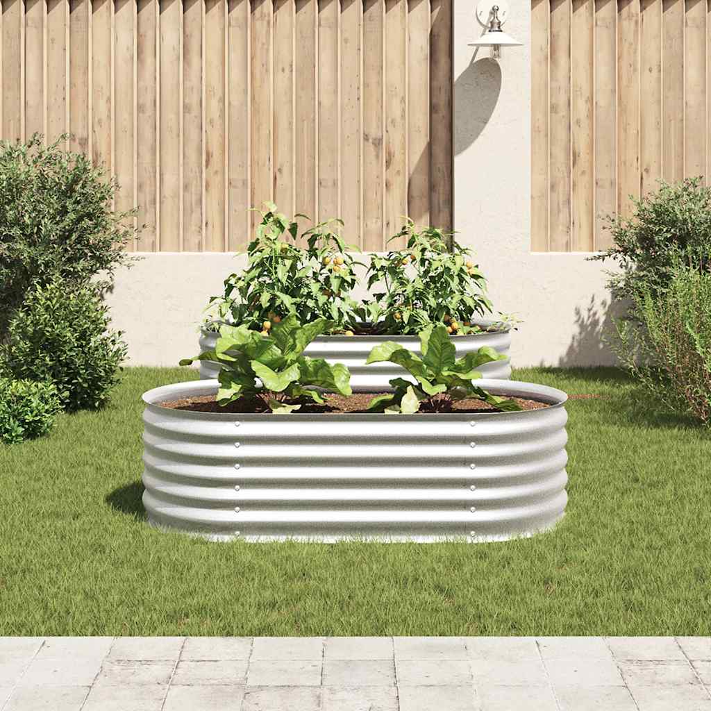 vidaXL Strat înălțat de grădină argintiu 160x80x44 cm oțel galvanizat