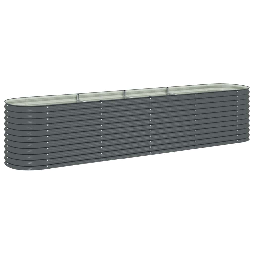 vidaXL Strat înălțat de grădină, gri, 400x80x81 cm, oțel galvanizat