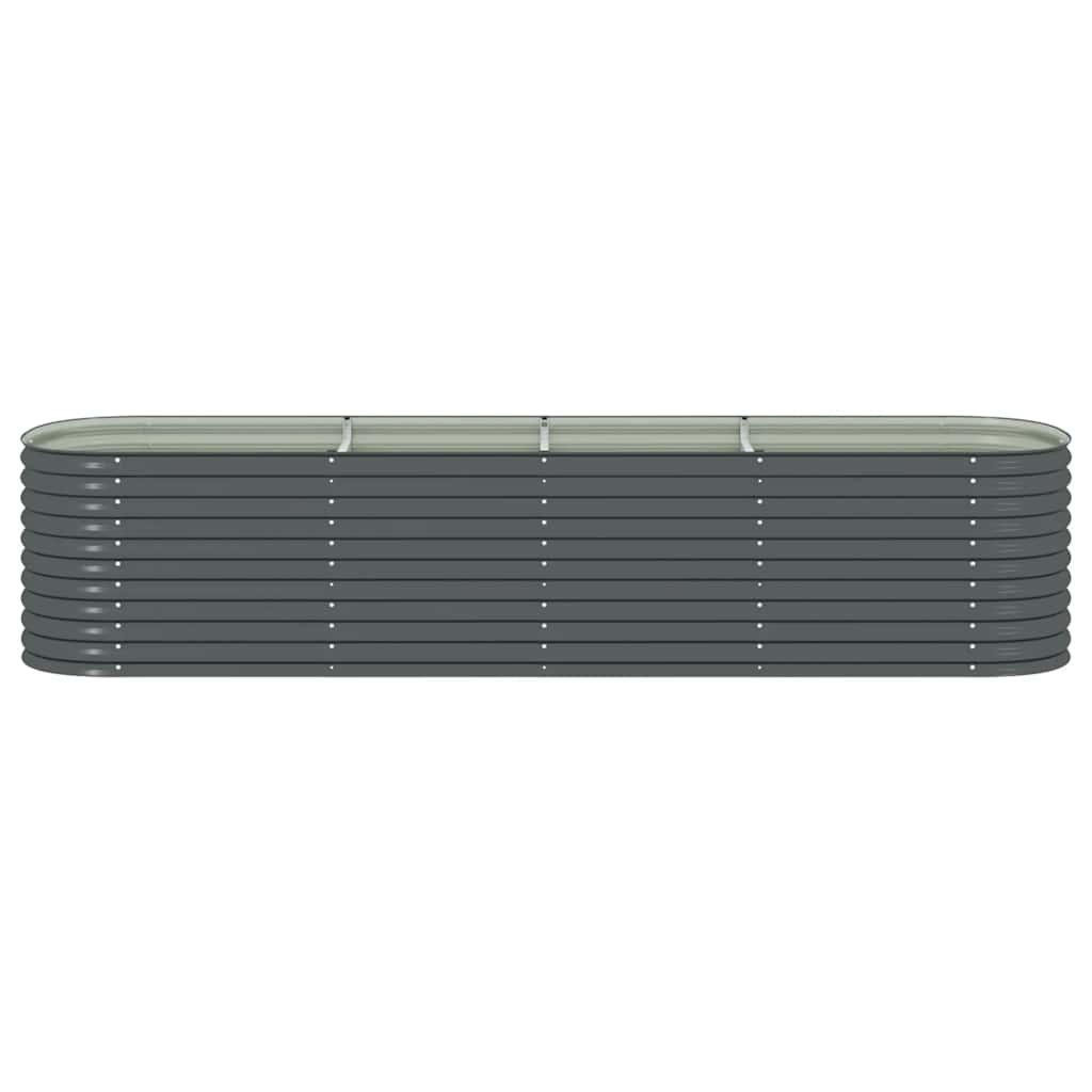 vidaXL Strat înălțat de grădină, gri, 400x80x81 cm, oțel galvanizat
