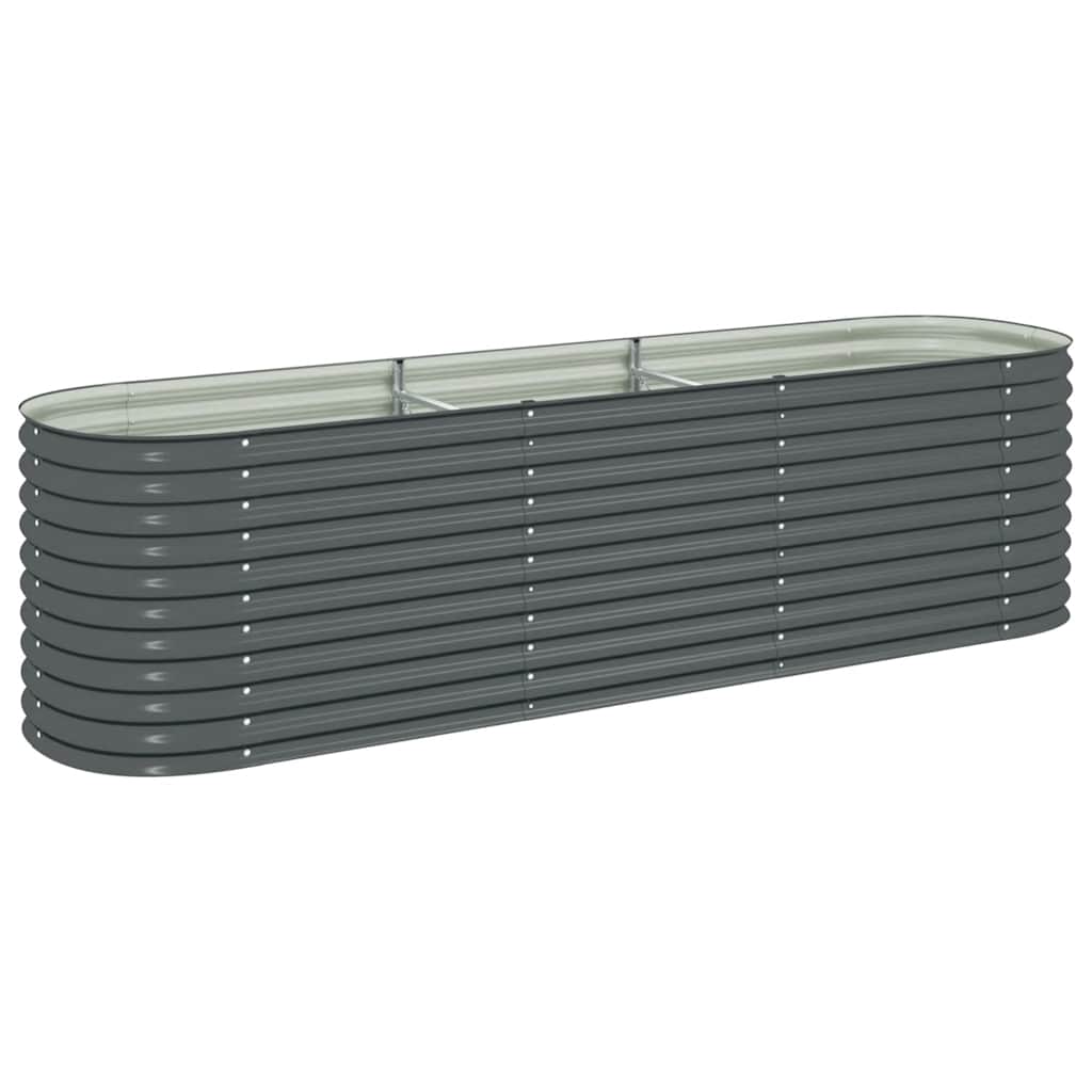vidaXL Strat înălțat de grădină, gri, 320 x 80 x 81 cm oțel galvanizat