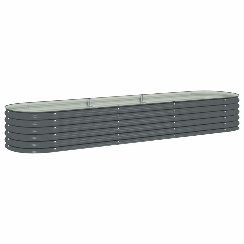 vidaXL Strat înălțat de grădină, gri, 320x80x44 cm, oțel galvanizat