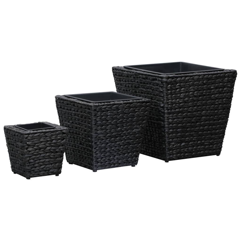 vidaXL Straturi înălțate, 3 buc., negru, zambilă de apă vidaXL Straturi înălțate, 3 buc., negru, zambilă de apă