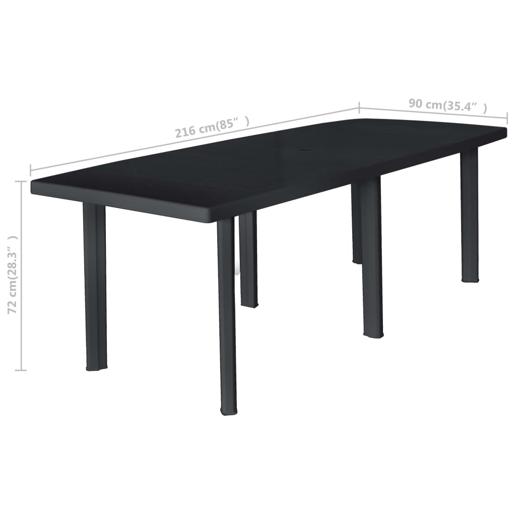 vidaXL Masă de grădină, antracit, 216 x 90 x 72 cm, plastic vidaXL Masă de grădină, antracit, 216 x 90 x 72 cm, plastic