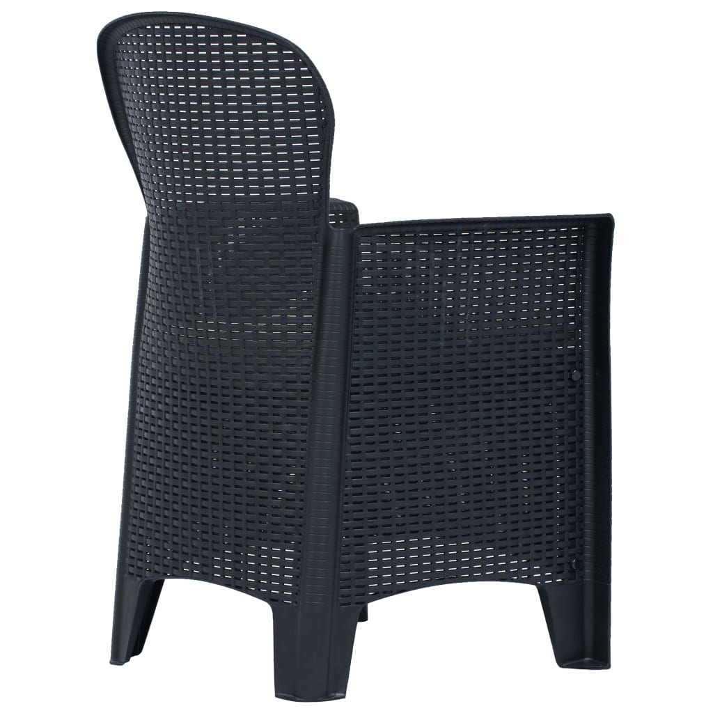 vidaXL Scaune de grădină cu perne 2 buc. antracit plastic aspect ratan vidaXL Scaune de grădină cu perne 2 buc. antracit plastic aspect ratan