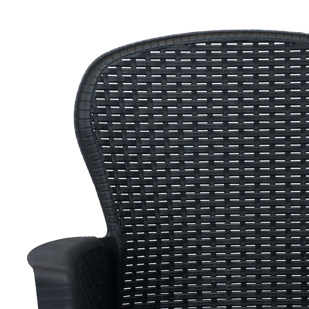 vidaXL Scaune de grădină cu perne 2 buc. antracit plastic aspect ratan vidaXL Scaune de grădină cu perne 2 buc. antracit plastic aspect ratan