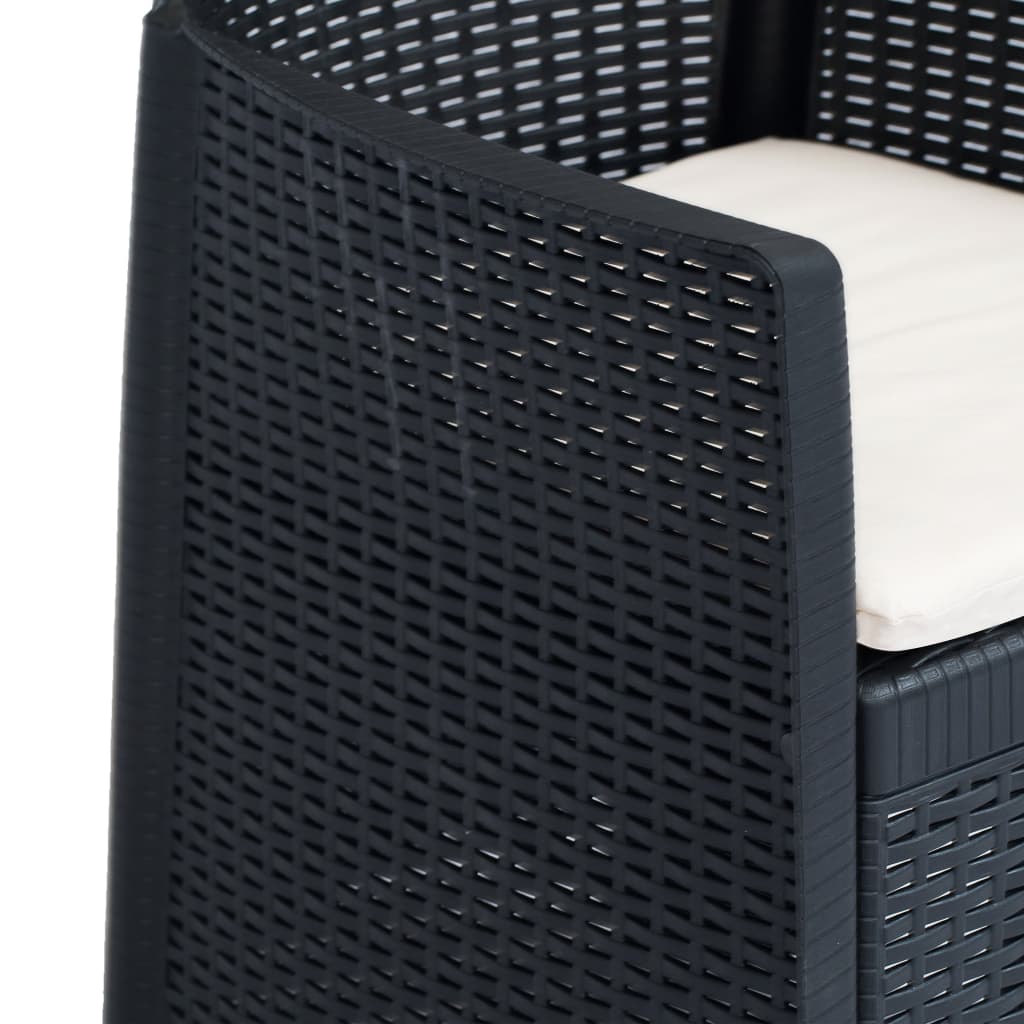 vidaXL Scaune de grădină cu perne 2 buc. antracit plastic aspect ratan vidaXL Scaune de grădină cu perne 2 buc. antracit plastic aspect ratan