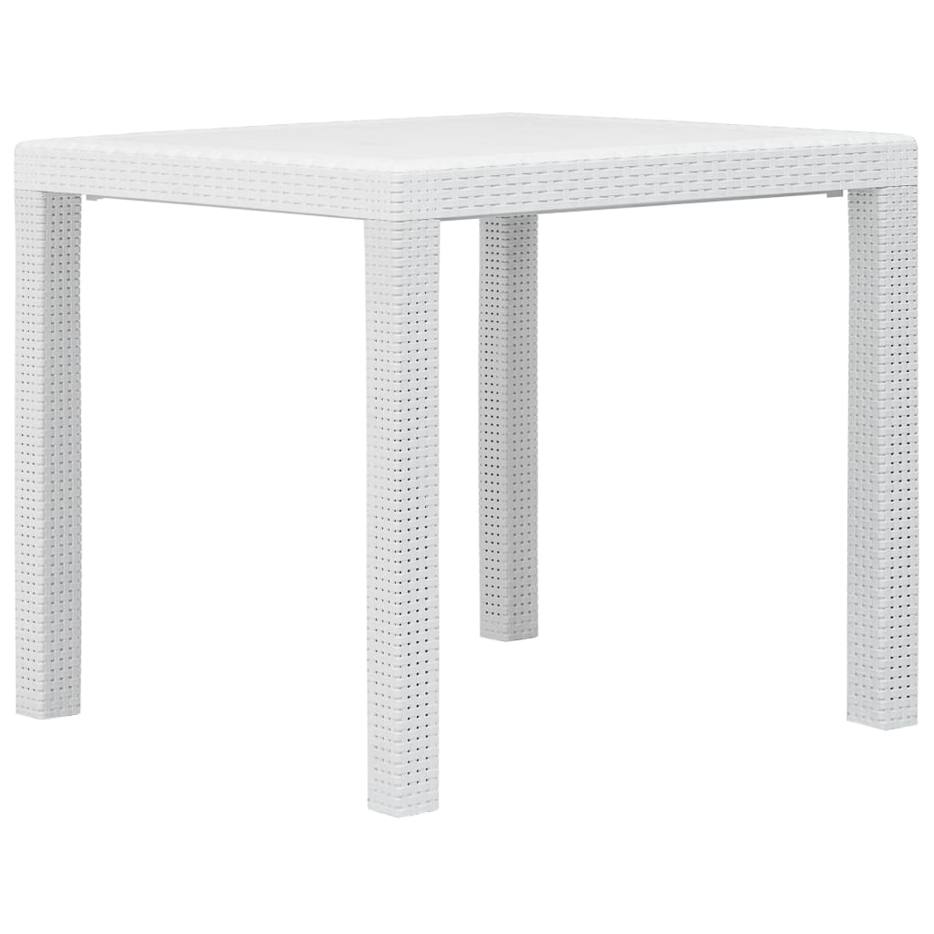 vidaXL Masă de grădină, albă, 79x79x72 cm, plastic, aspect ratan vidaXL Masă de grădină, albă, 79x79x72 cm, plastic, aspect ratan