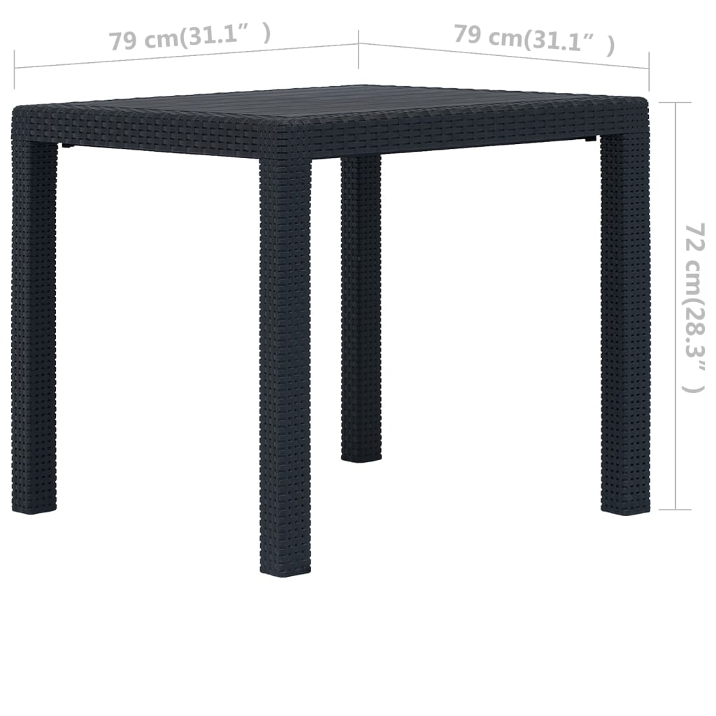 vidaXL Masă de grădină, antracit, 79x79x72 cm, plastic, aspect ratan vidaXL Masă de grădină, antracit, 79x79x72 cm, plastic, aspect ratan