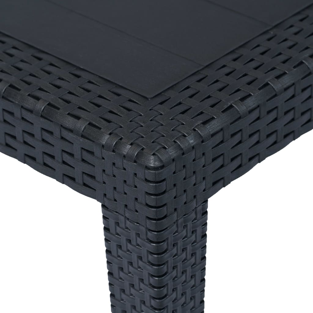 vidaXL Masă de grădină, antracit, 150x90x72 cm, plastic, aspect ratan