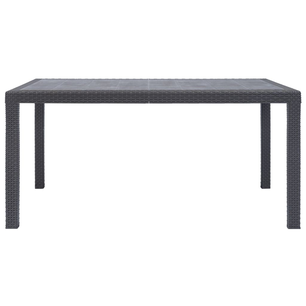 vidaXL Masă de grădină, maro, 150x90x72 cm, plastic, aspect ratan