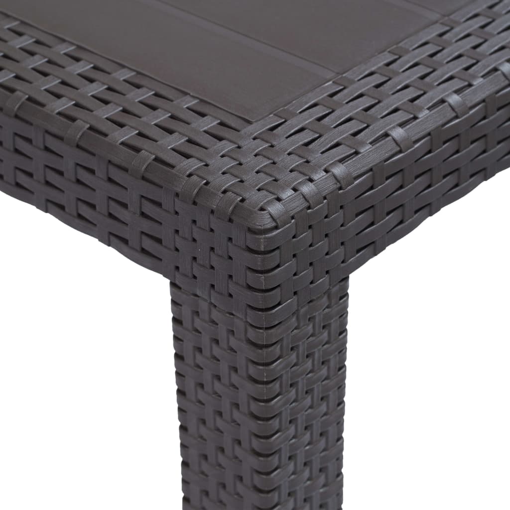 vidaXL Masă de grădină, maro, 150x90x72 cm, plastic, aspect ratan