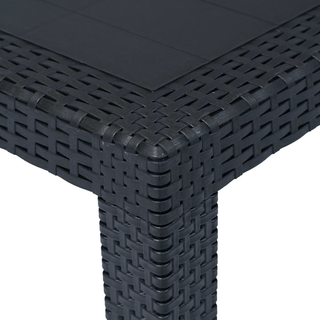 vidaXL Masă de grădină, antracit, 220x90x72 cm , plastic, aspect ratan vidaXL Masă de grădină, antracit, 220x90x72 cm , plastic, aspect ratan