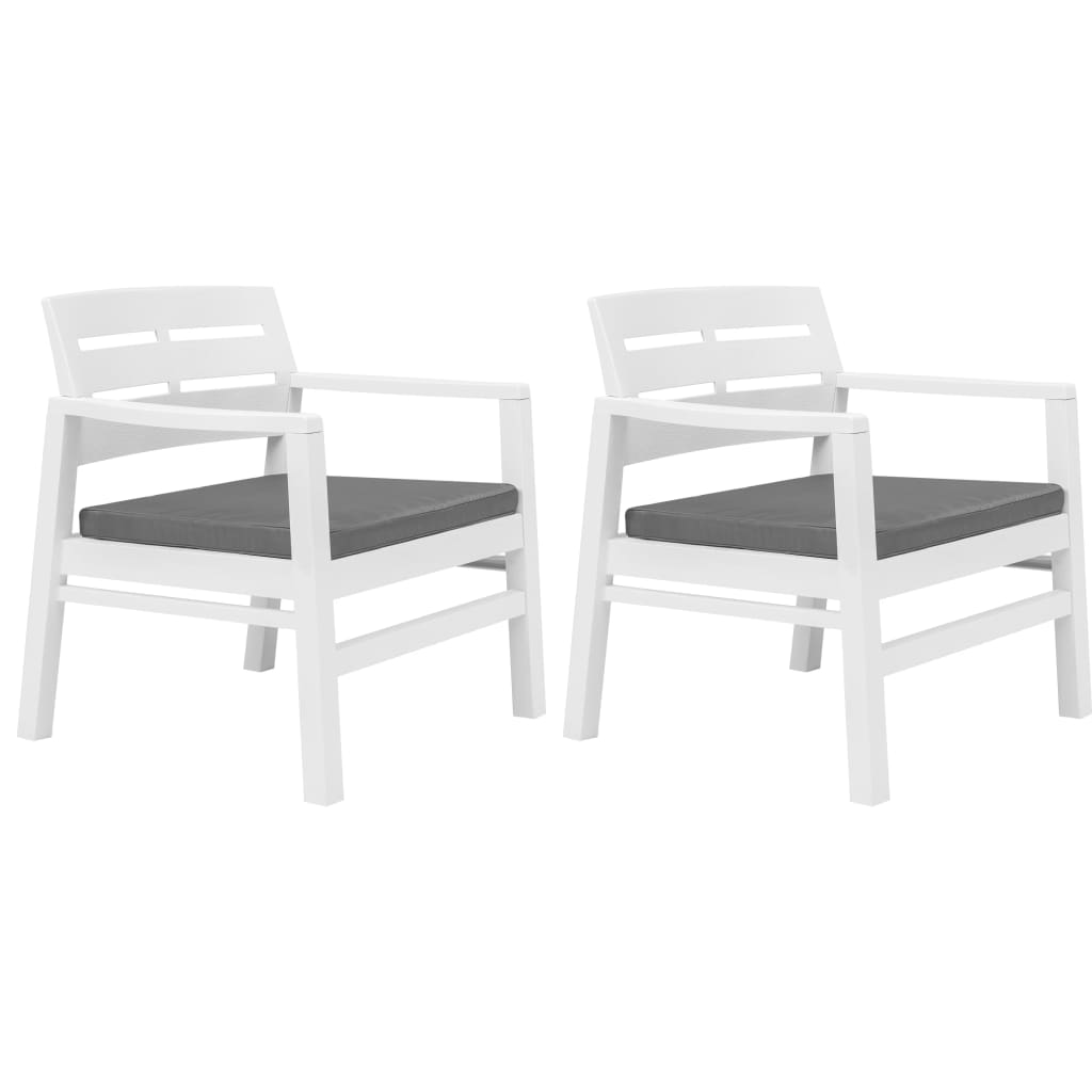 vidaXL Set mobilier de grădină, 3 piese, alb, plastic
