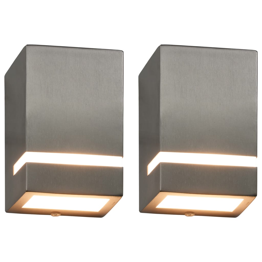 vidaXL Lămpi de perete de exterior 2 buc. argintiu 35 W dreptunghiular vidaXL Lămpi de perete de exterior 2 buc. argintiu 35 W dreptunghiular