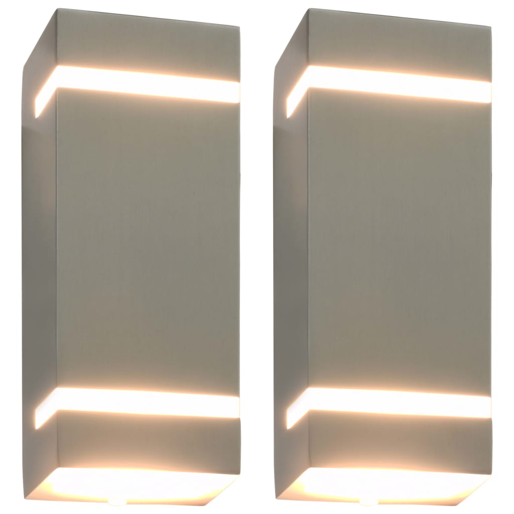 vidaXL Lămpi de perete de exterior 2 buc. argintiu 35 W dreptunghiular vidaXL Lămpi de perete de exterior 2 buc. argintiu 35 W dreptunghiular